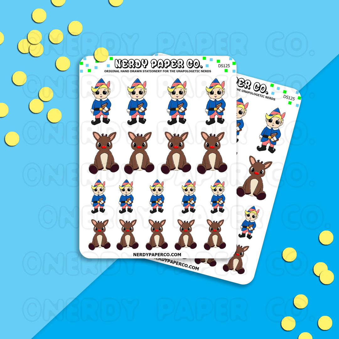 RUDOLPH + HERMEY - Hand Drawn Planner Stickers Deco- DS125