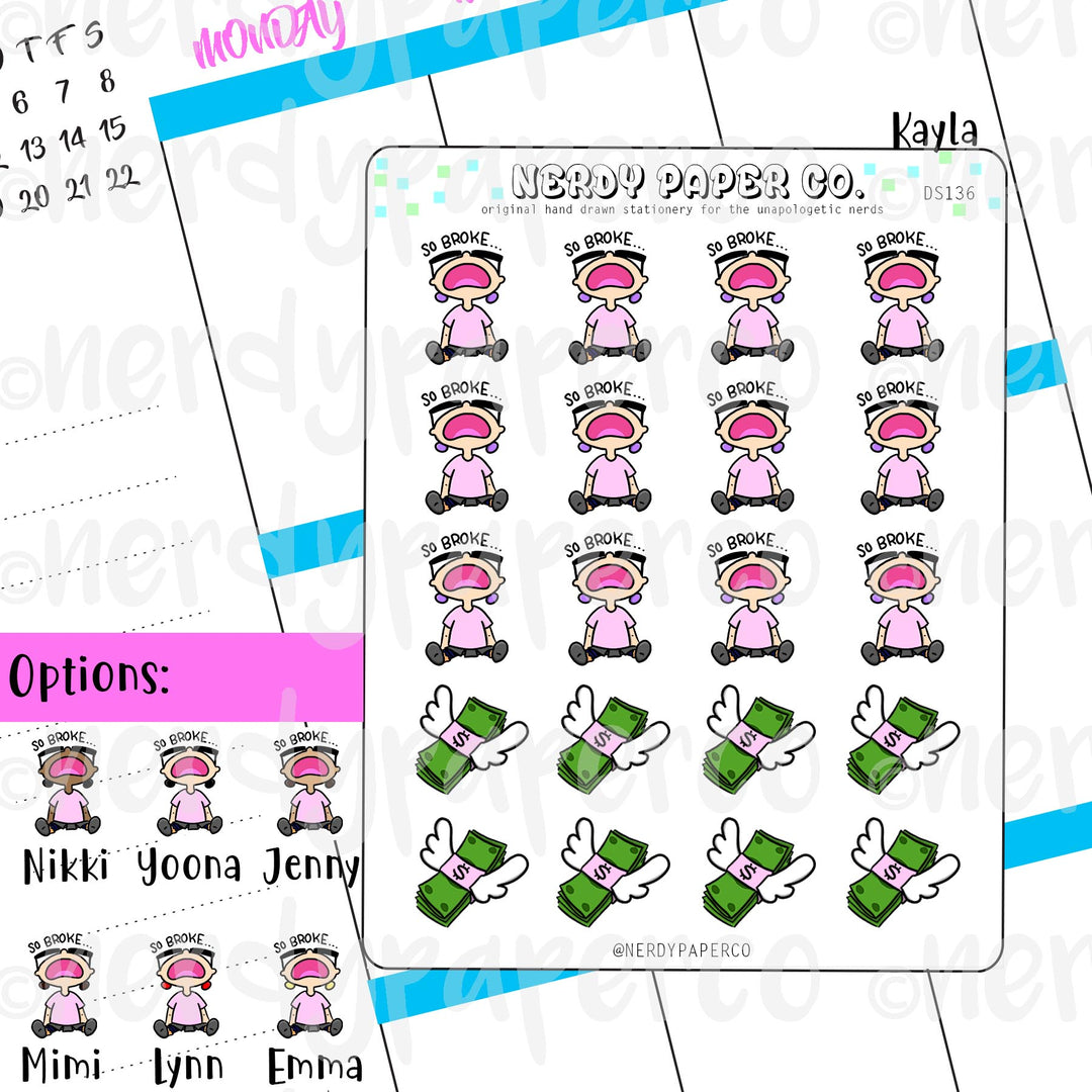 BROKE KAYLA / Hand Drawn Planner Stickers / Deco -DS136