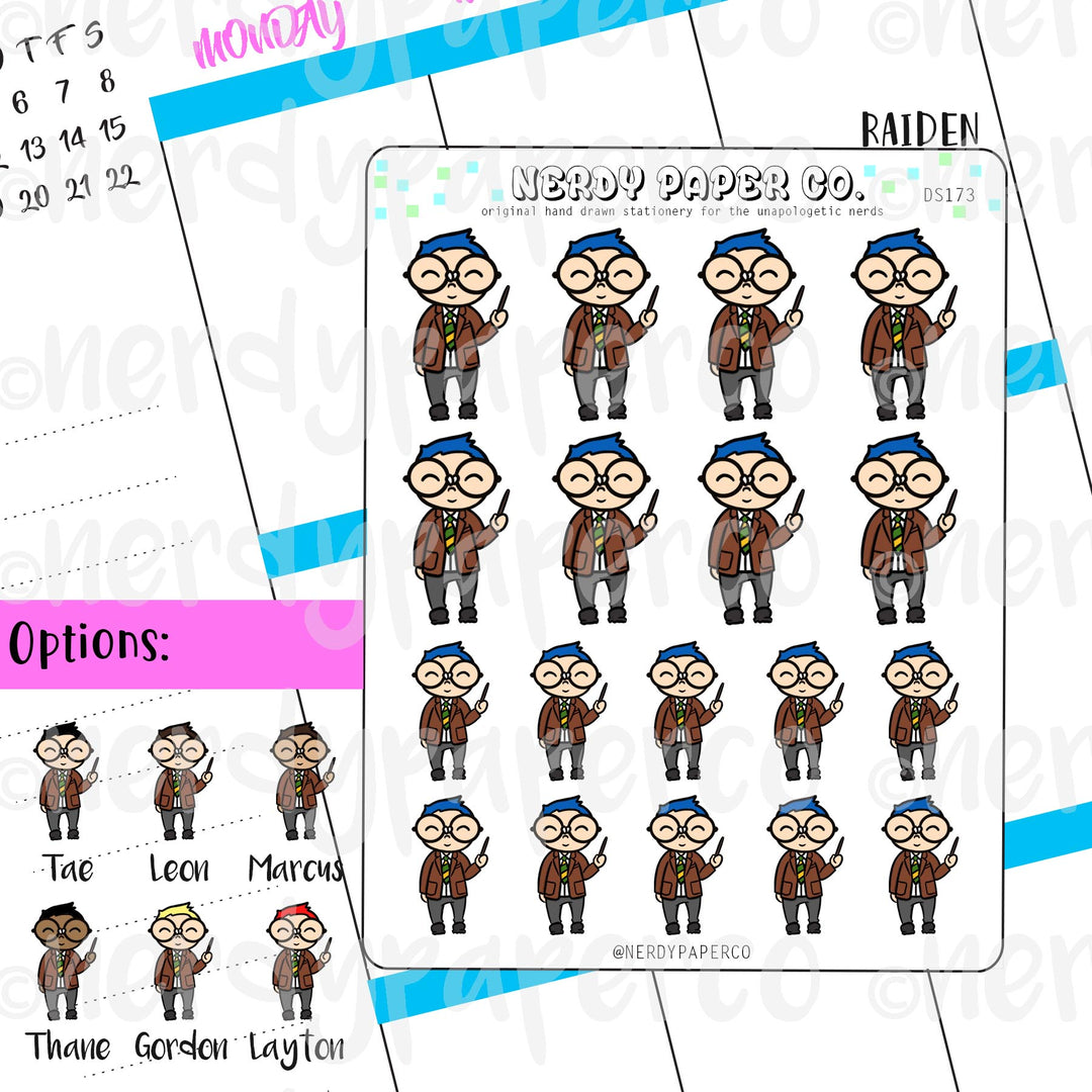 TEACHER RAIDEN / Planner Sticker / Hand drawn stickers | DS173