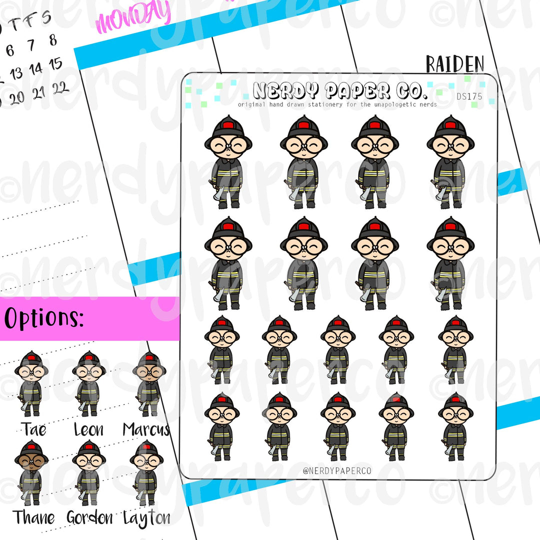 FIREFIGHTER RAIDEN / Planner Sticker / Hand drawn stickers | DS175
