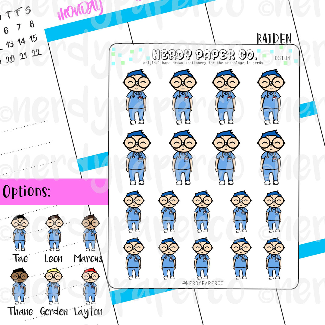 NURSE RAIDEN / Planner Sticker / Hand drawn stickers | DS184