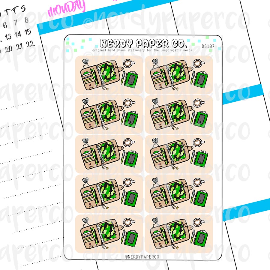 MILITARY DESK FLATLAYS - Hand Drawn Functional Planner Stickers -DS187
