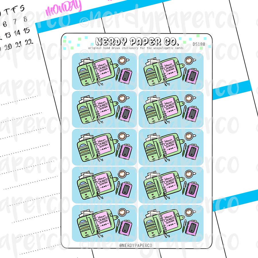 SECRETARY DESK FLATLAYS - Hand Drawn Functional Planner Stickers -DS188