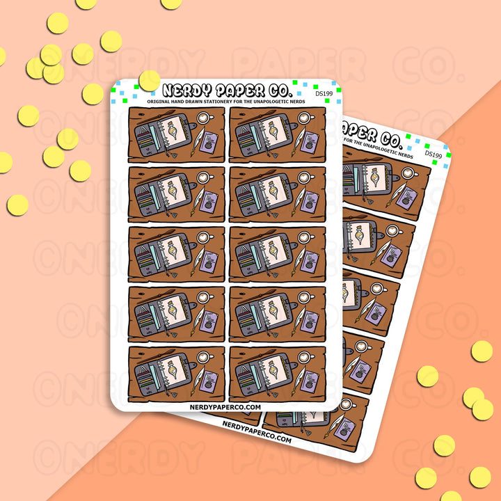 MAGICAL DESK FLATLAYS - Hand Drawn Functional Stickers -DS199