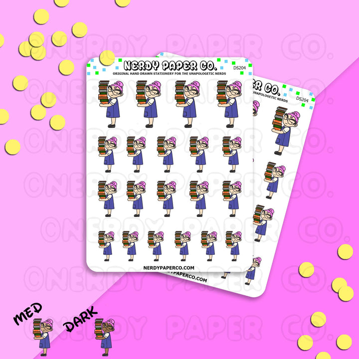 SUZY THE BOOK NERD - Hand Drawn Planner Stickers - Deco - DS204