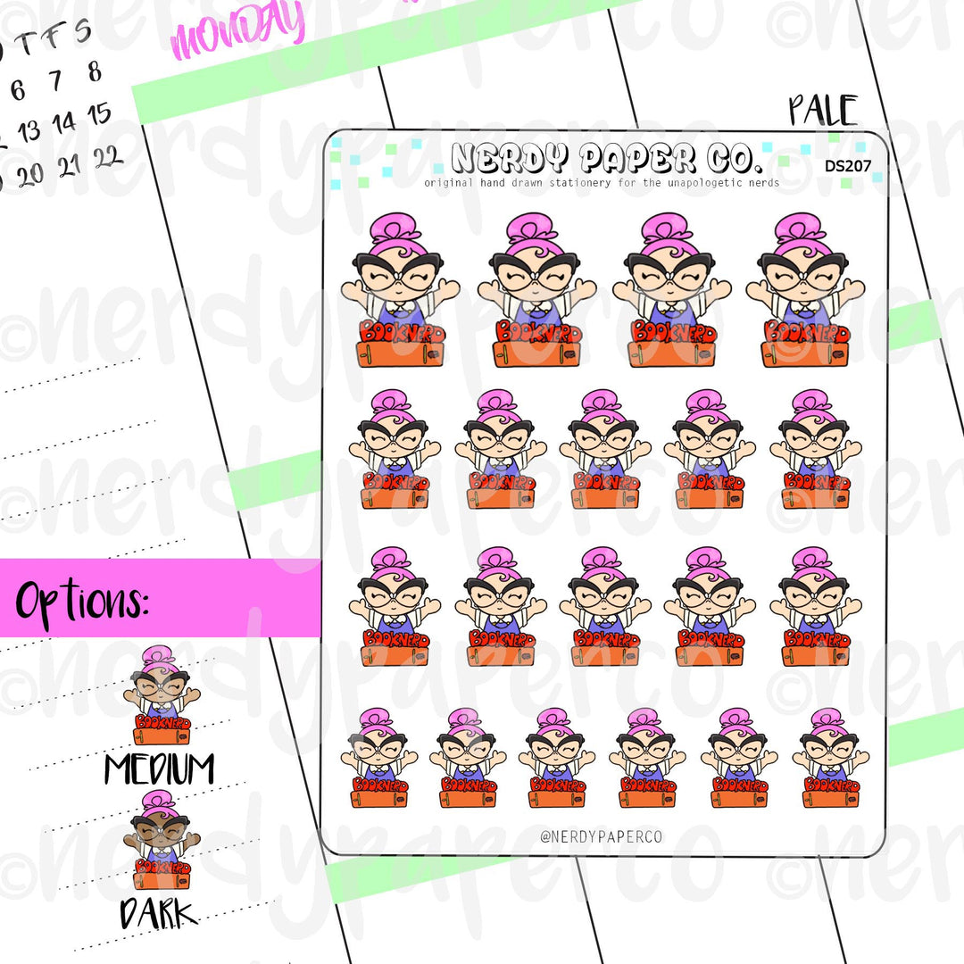 SUZY, PROUD BOOK NERD - Hand Drawn Planner Stickers - Deco - DS207
