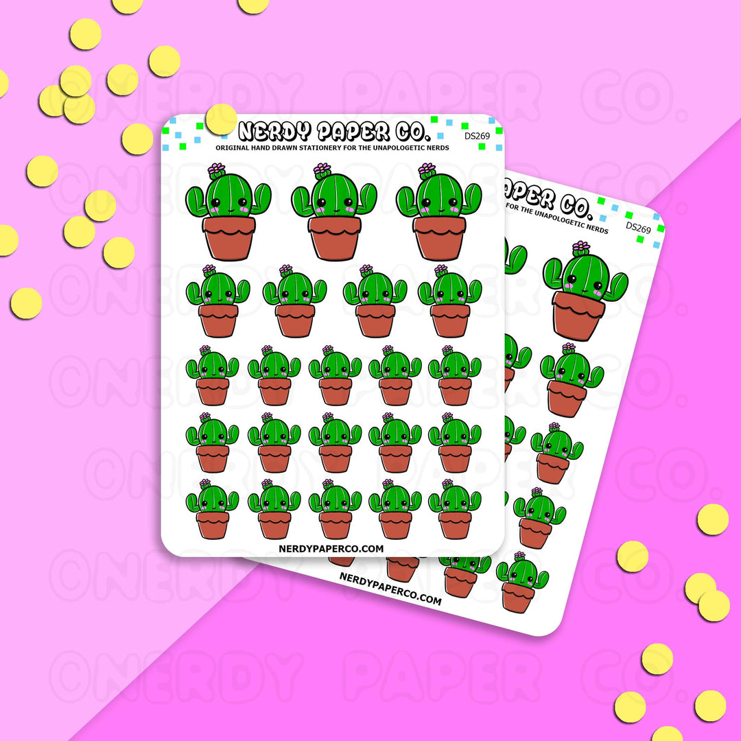 KAWAII CACTUS - Hand Drawn Planner Stickers - DSD269