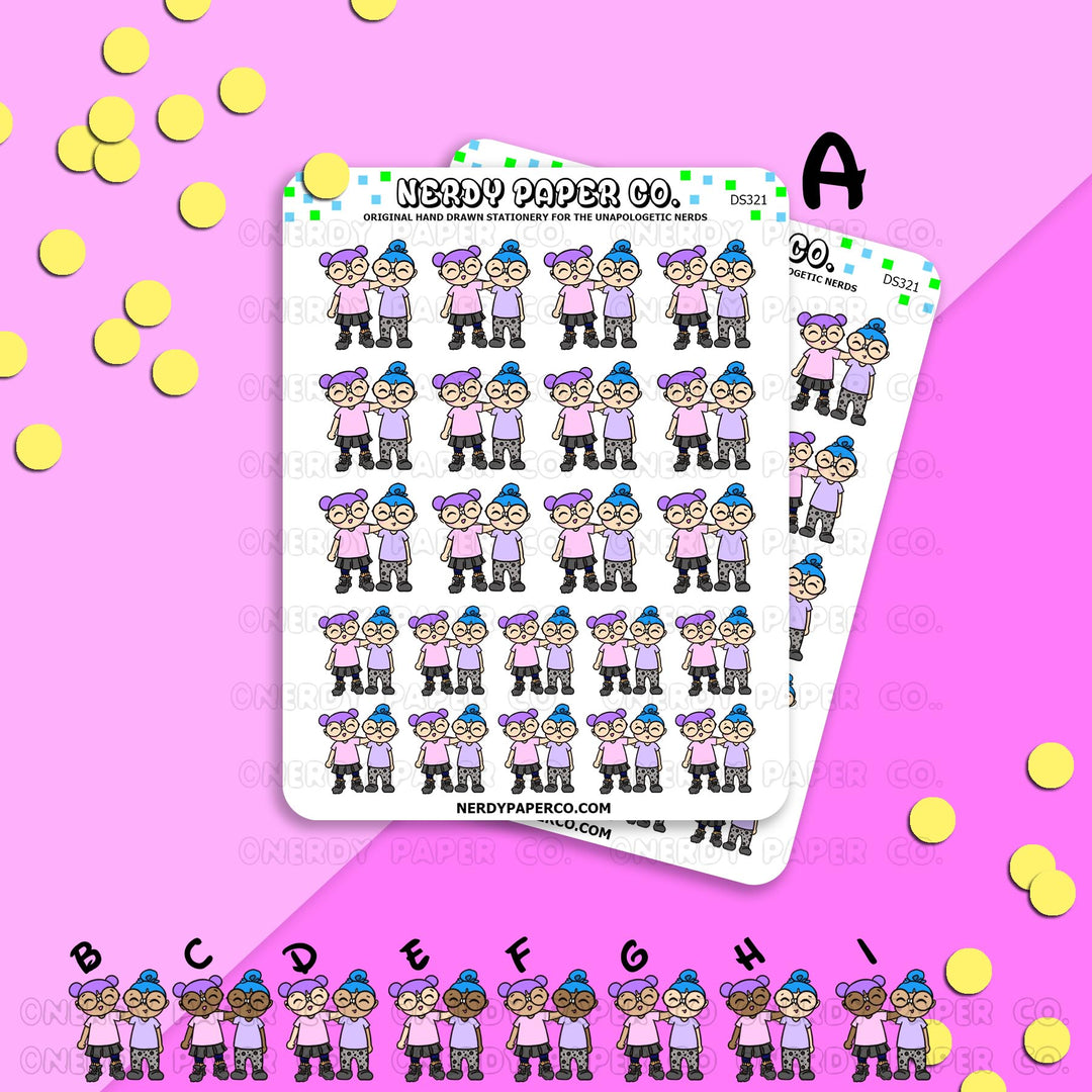 GIRL TIME - Hand Drawn Planner Stickers - Deco - DS321