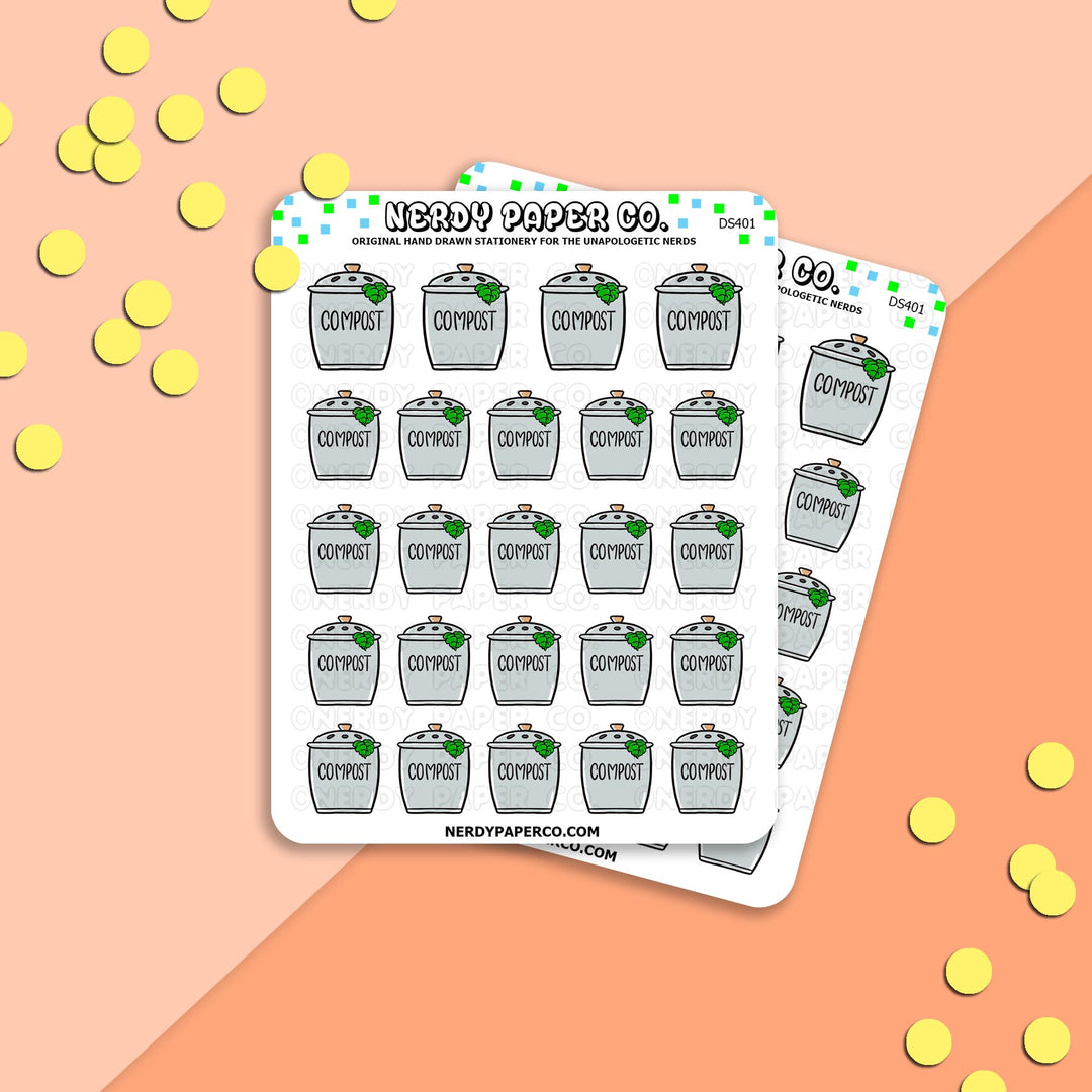 COMPOST BIN - Hand Drawn Planner Stickers - Deco - DS401