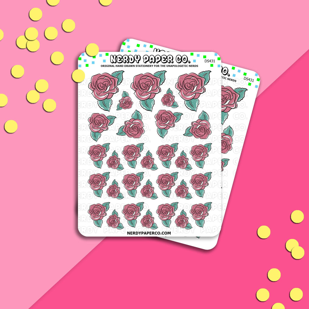 VINTAGE ROSE - Hand Drawn Planner Stickers - Deco - DS431