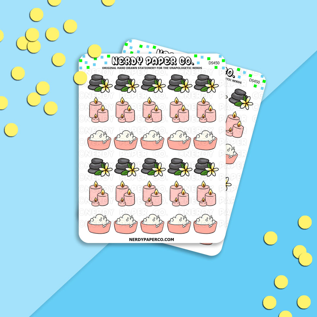 SPA ESSENTIALS - Hand Drawn Planner Stickers - Deco - DS450