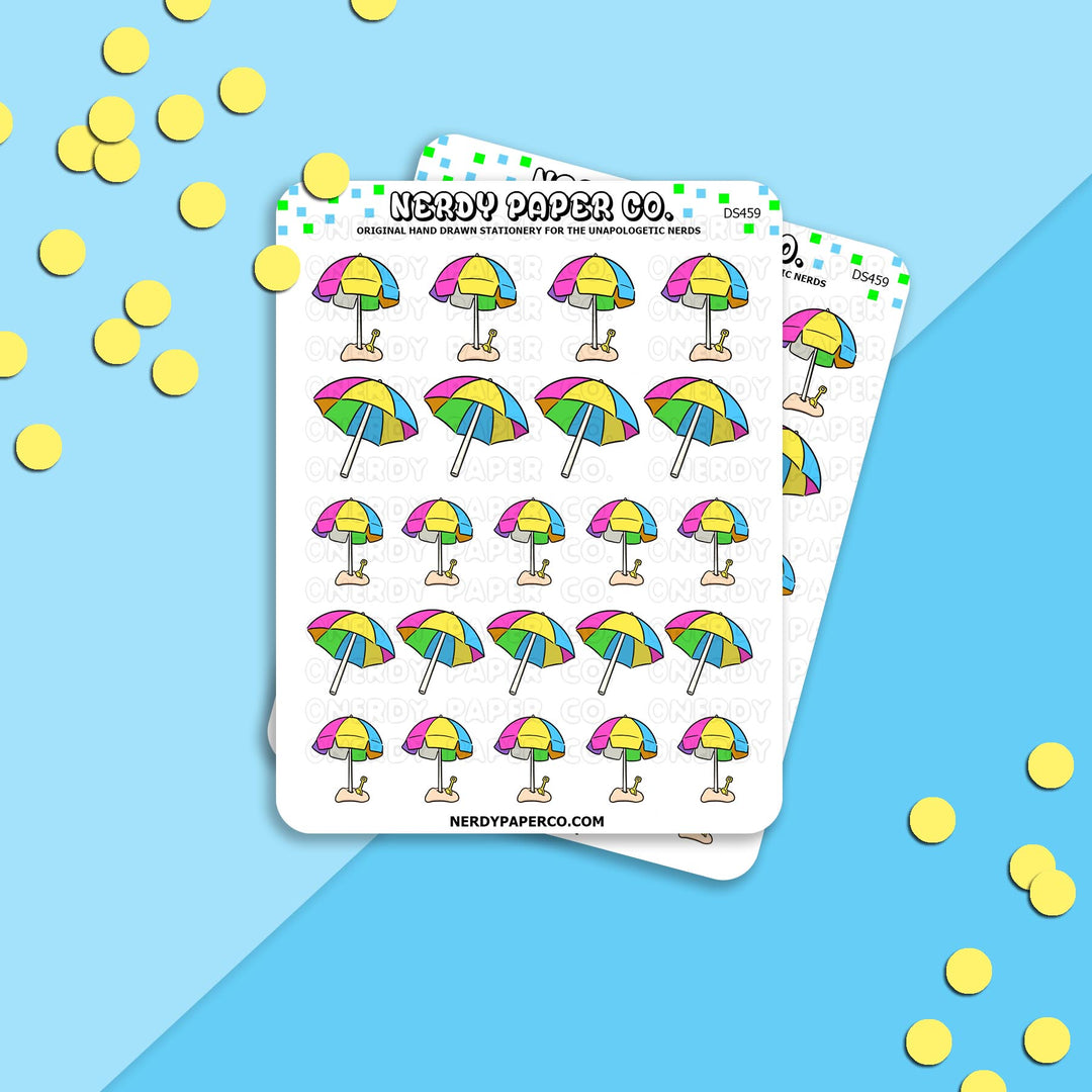 BEACH UMBRELLAS - Hand Drawn Planner Stickers - DS459