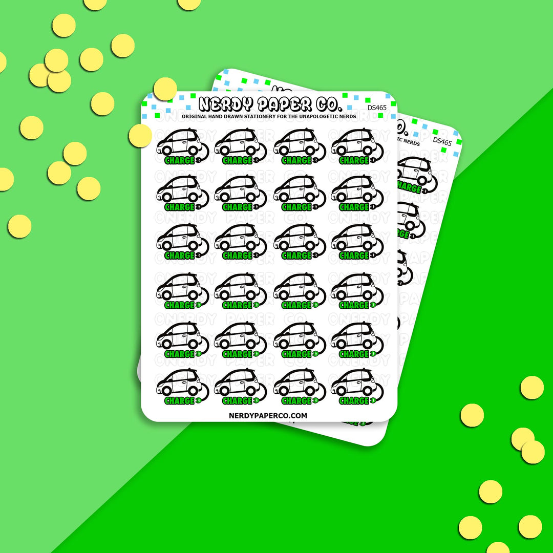 ELECTRIC CAR - Hand Drawn Planner Stickers - FUNCTIONAL - DS465
