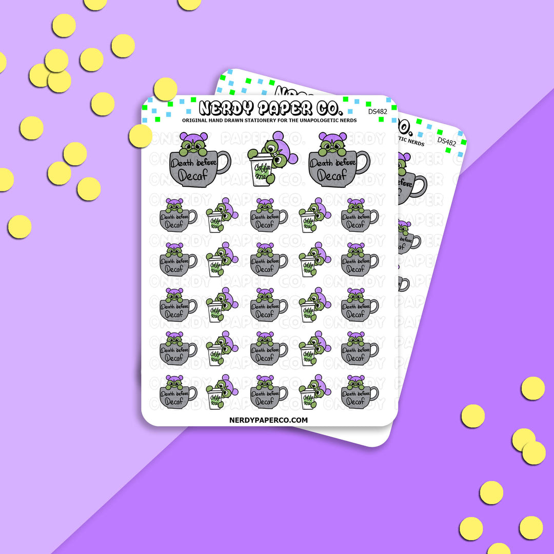 ZOMBIE Death before coffee | Hand drawn stickers - DS483