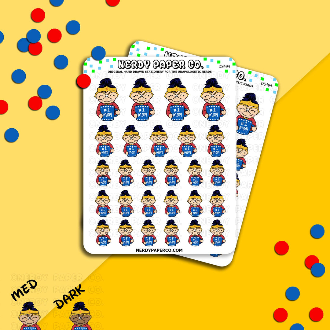 #1 Wondermom - Hand Drawn Planner Stickers - Deco - DS494