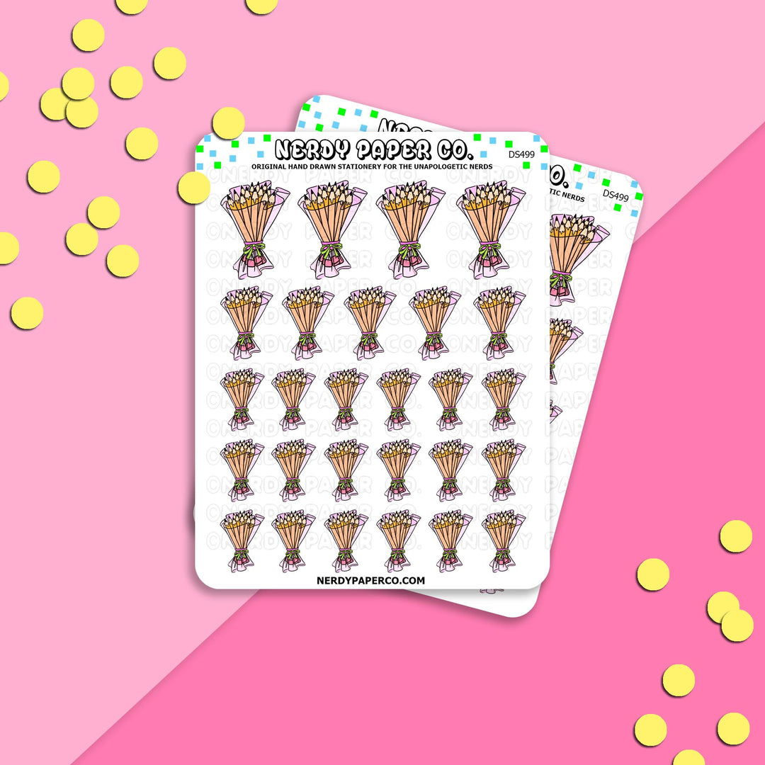 Pencil Bouquet - Hand Drawn Planner Stickers - Deco - YG003