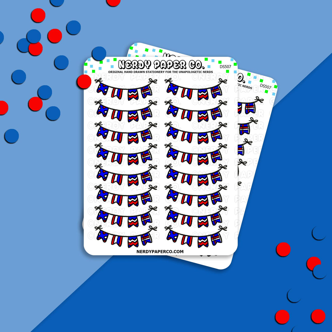 Patriotic Banner - Hand Drawn Planner Stickers - DS507