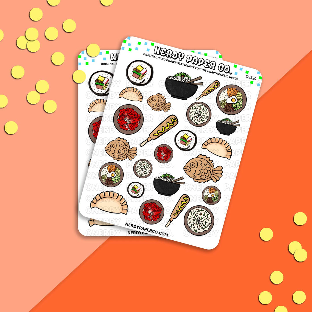 Korean Food Love - Hand Drawn Vinyl Sticker Sheet - DS529
