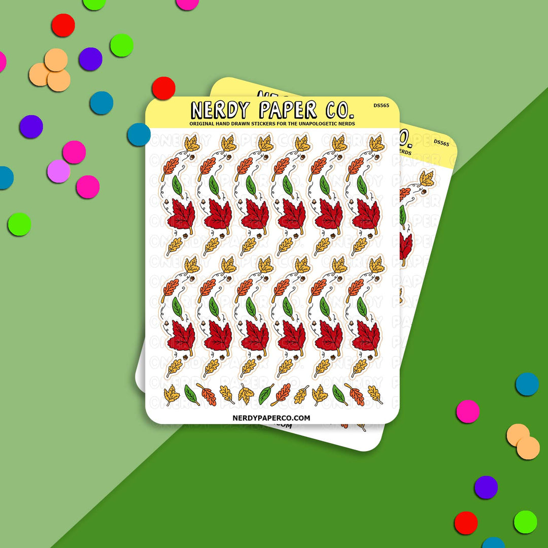 Swirling Leaves - Hand Drawn Stickers - DS565