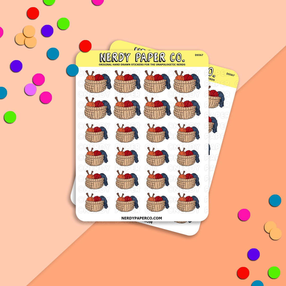 Yarn Basket - Hand Drawn Stickers - DS567