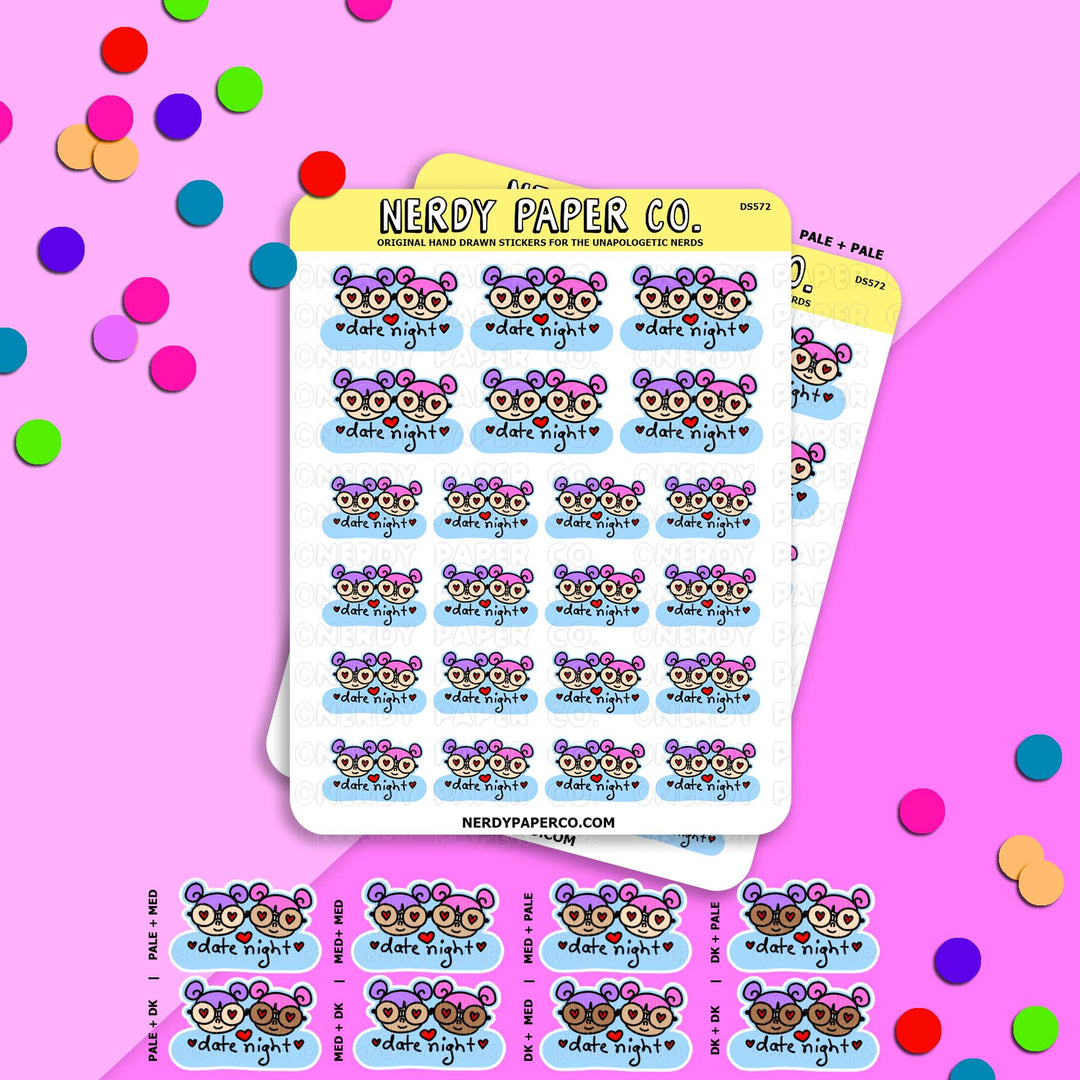 DATE NIGHT GIRLS - Hand Drawn Planner Stickers - DS572