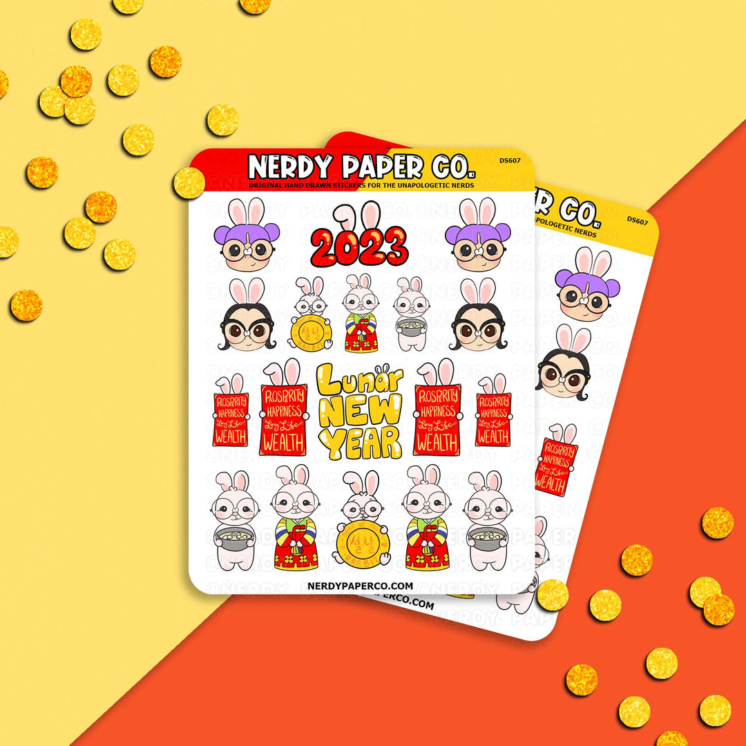 Year of the Rabbit - Hand Drawn Planner Stickers -DS607