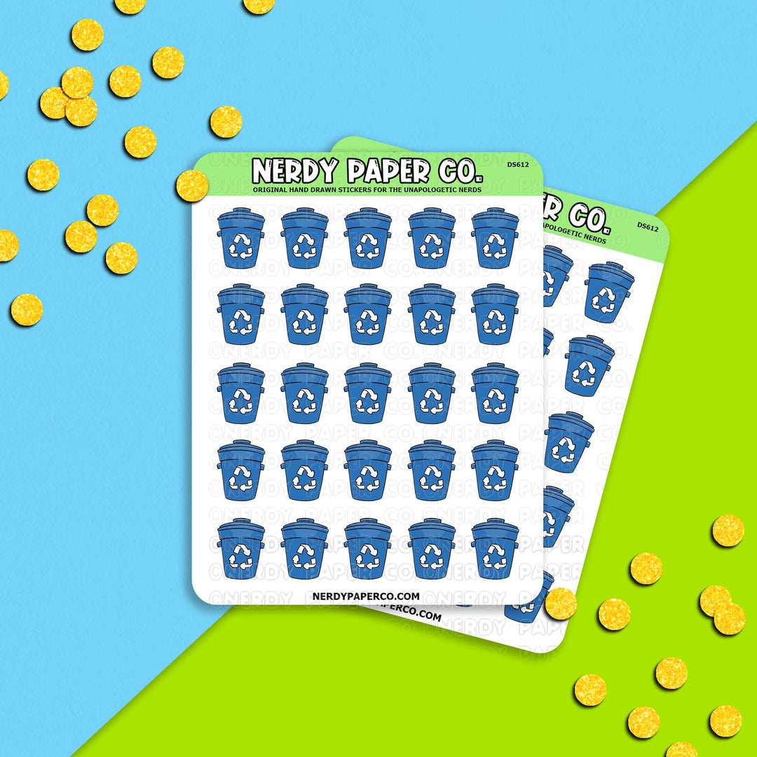 Recycle Bins - Hand Drawn Planner Stickers - DS612