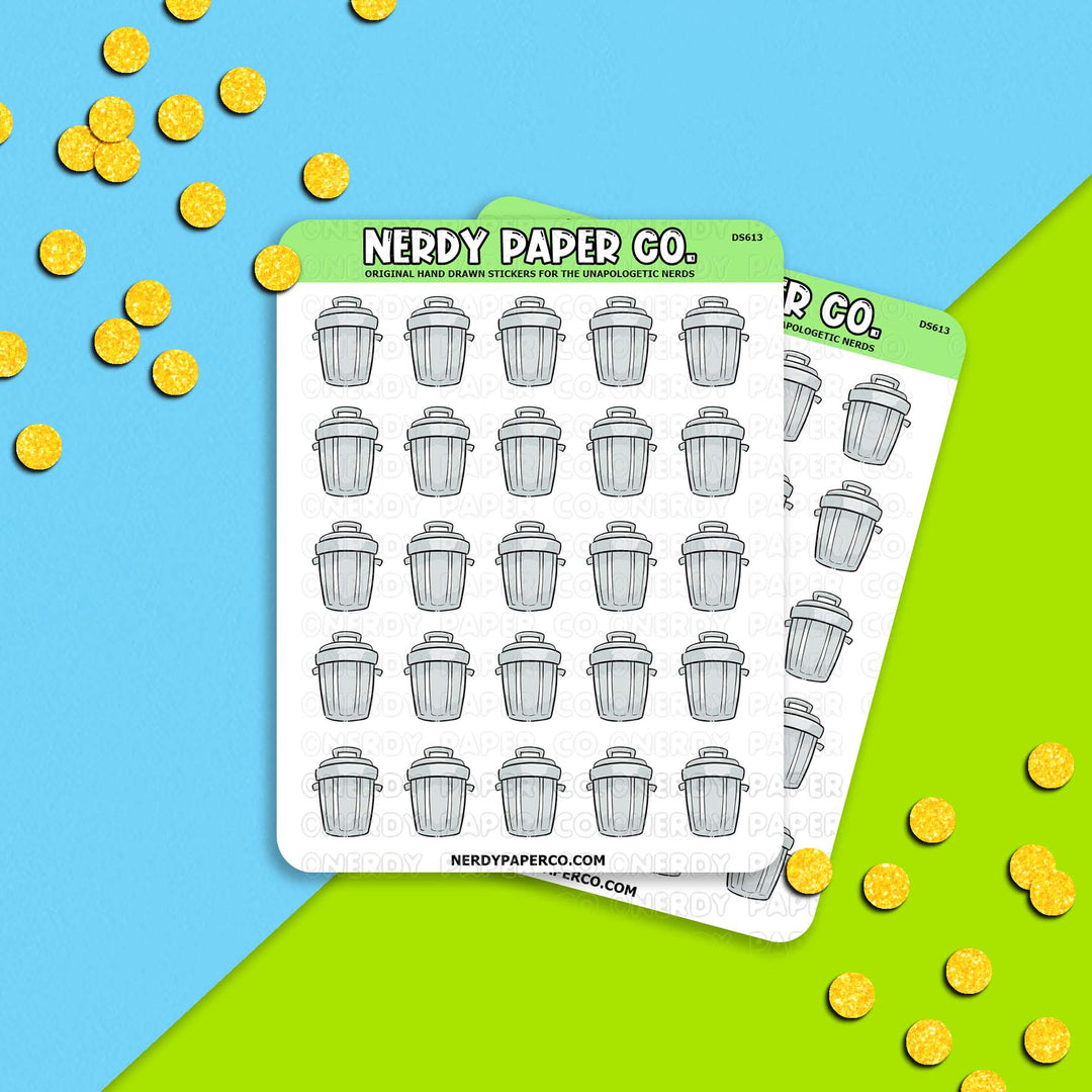 Trash Bins - Hand Drawn Planner Stickers - DS613