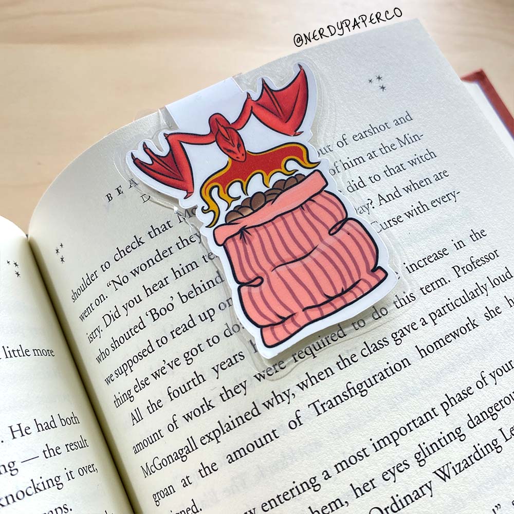 Dragon Roasted Nuts | Hand Drawn Laminated Magnetic Bookmark- MB015