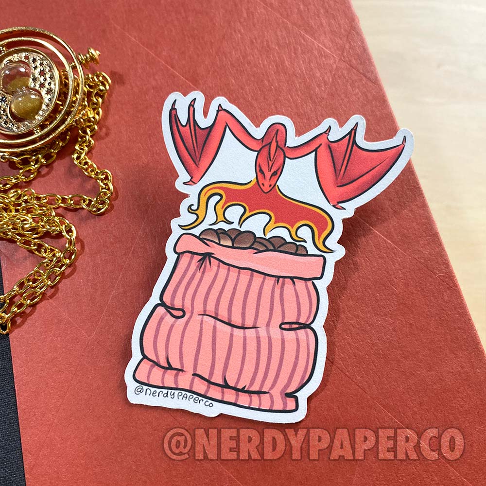 Dragon Roasted Nuts- Hand Drawn Waterproof Vinyl Sticker - WP