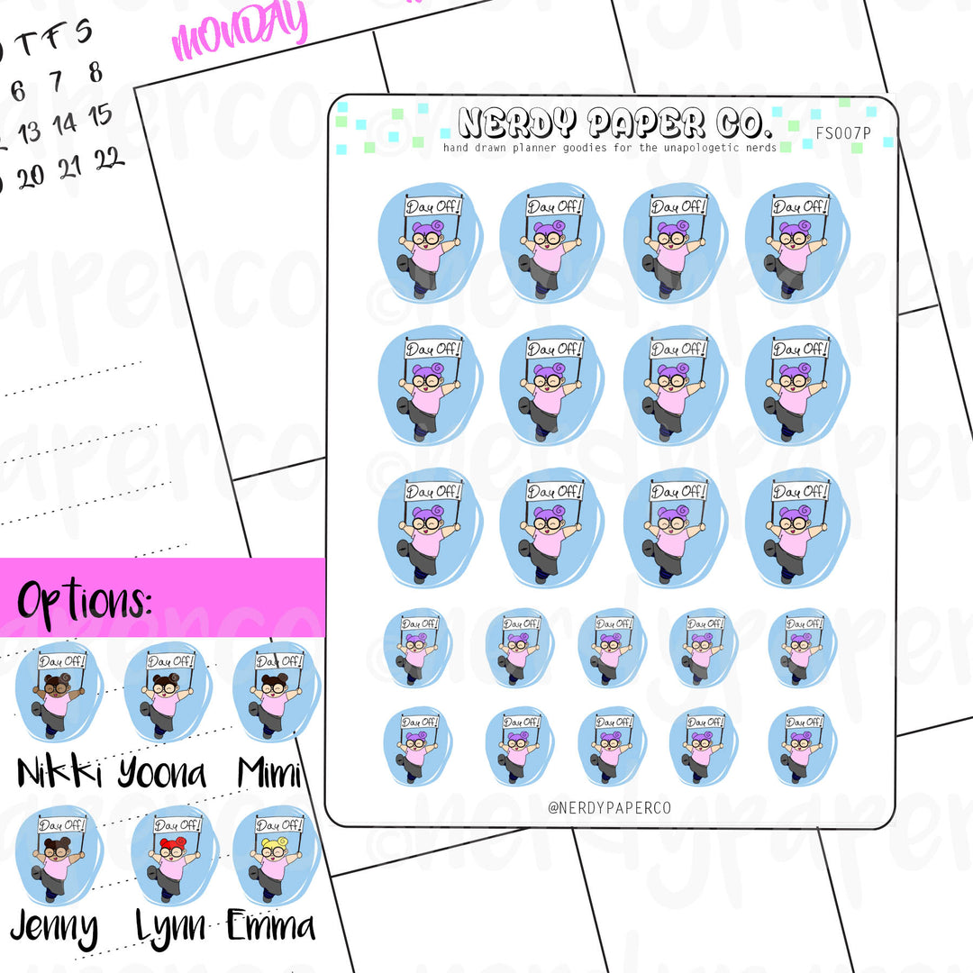 DAY OFF - Hand Drawn Planner Stickers - Deco - Gift | FS007