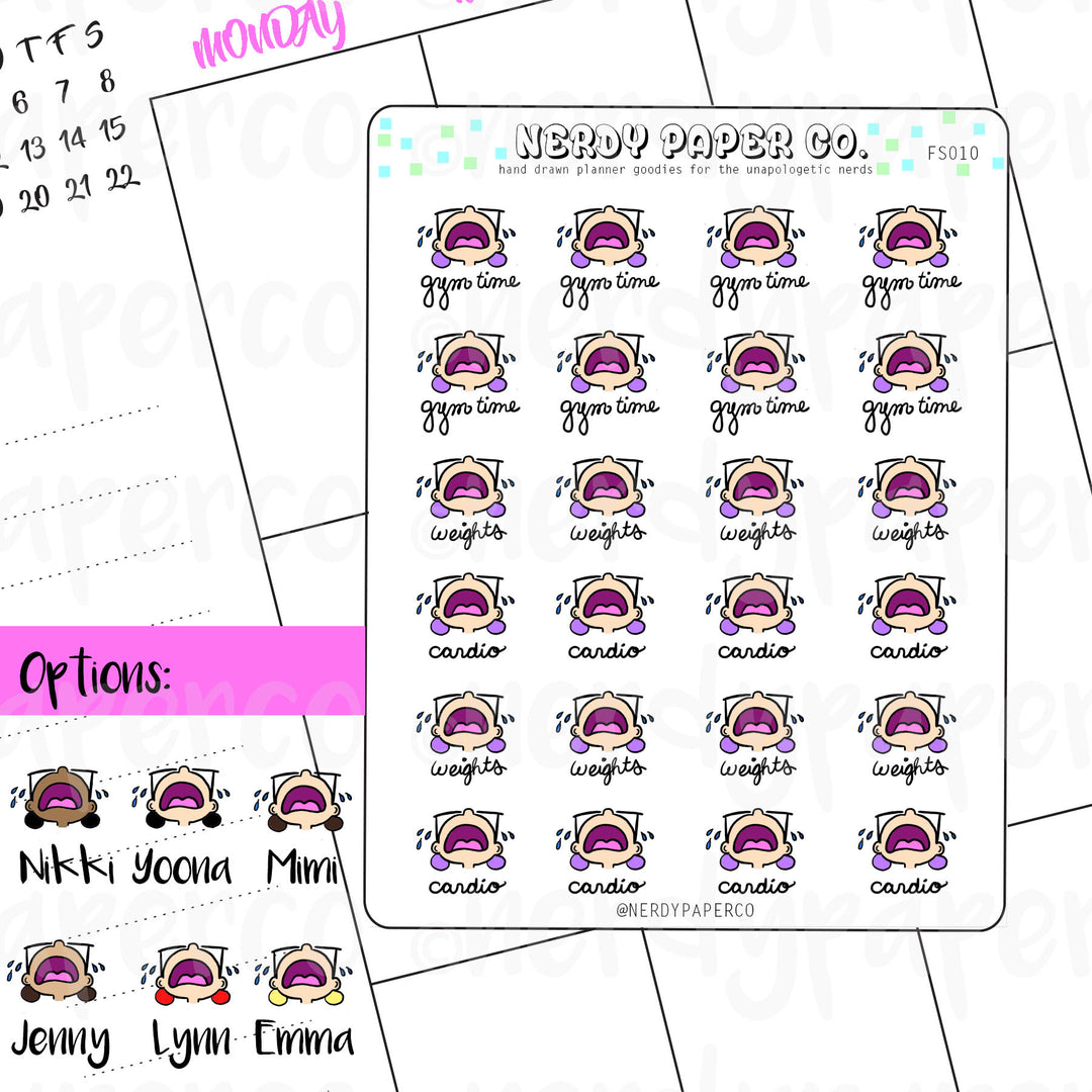 EXERCISE CRY - Hand Drawn Planner Stickers - Deco - FS010