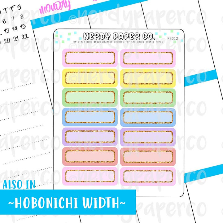 PASTEL RAINBOW 1/4 BOXES - HAND DRAWN PLANNER STICKERS - FS013