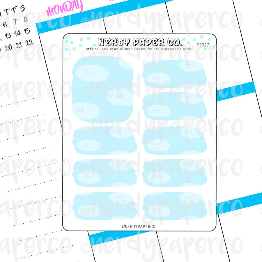 S. MARIO CLOUD BOXES- Hand Drawn Planner Stickers - FS027