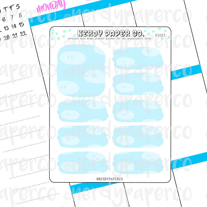 S. MARIO CLOUD BOXES- Hand Drawn Planner Stickers - FS027