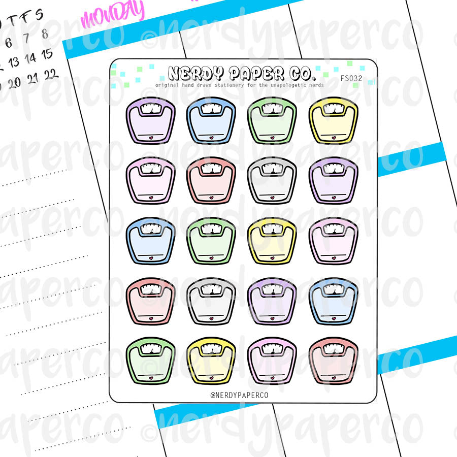 WEIGH IN - Hand Drawn Wizard Inspired Planner Stickers - FS032