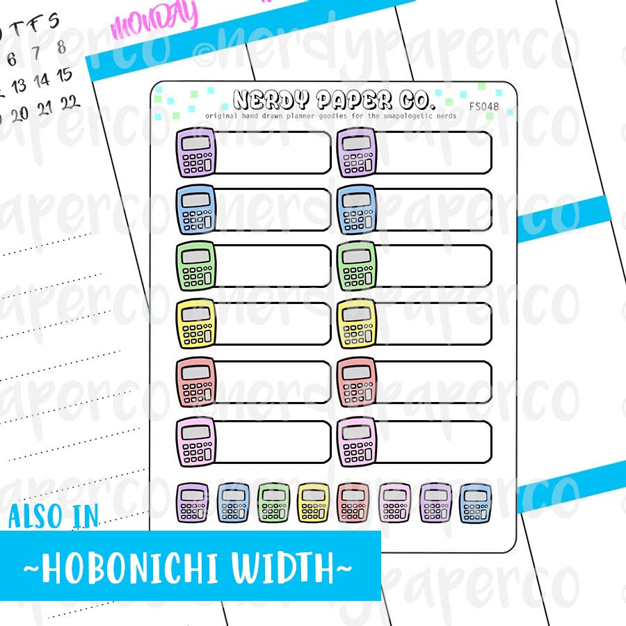 CALCULATOR BOXES - Hand Drawn Functional Planner Stickers - FS048