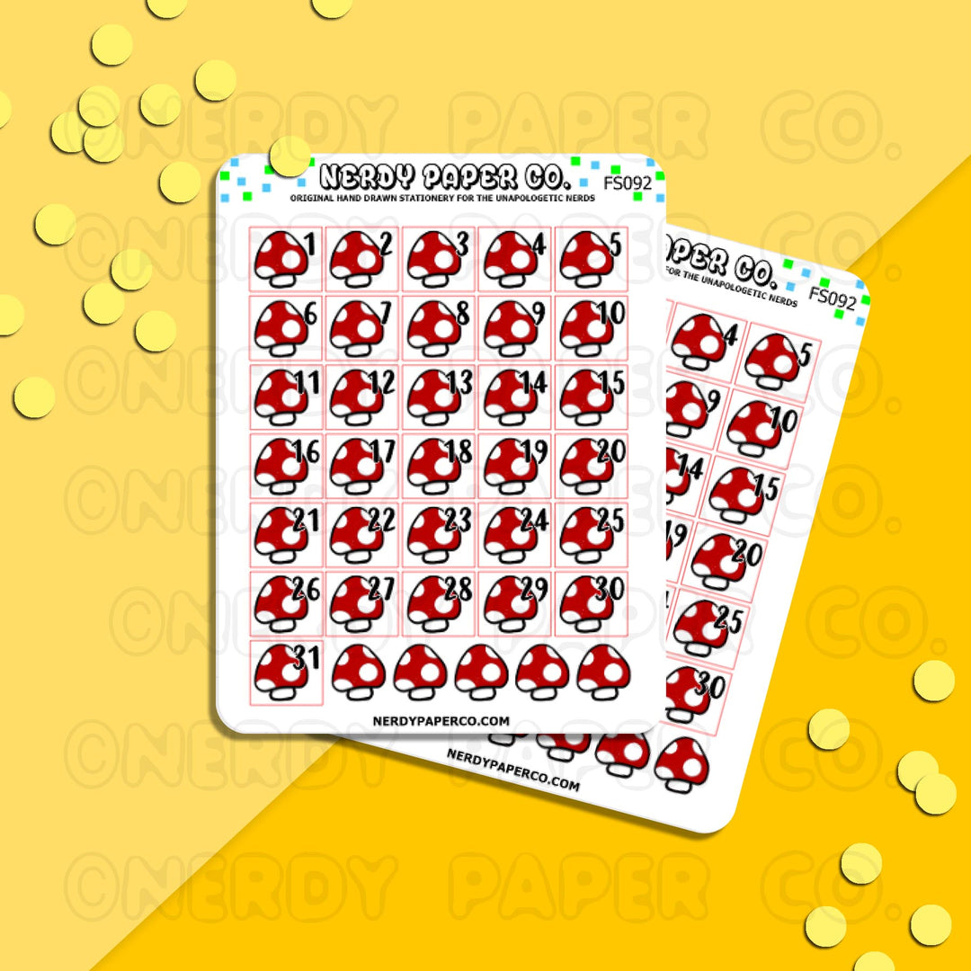 MUSHROOM DATE COVERS | Hand Drawn Planner Stickers - Deco | FS092
