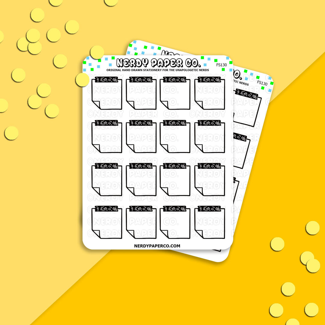 Mini Sticky Notes | Black - Hand Drawn Functional Planner Stickers -FS130