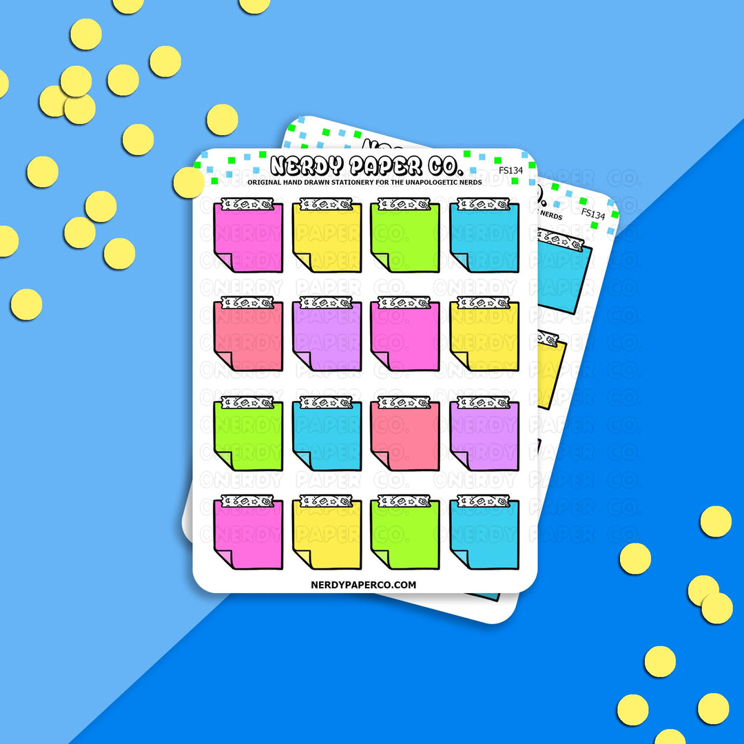 Mini Sticky Notes | Brights - Hand Drawn Functional Planner Stickers -FS134