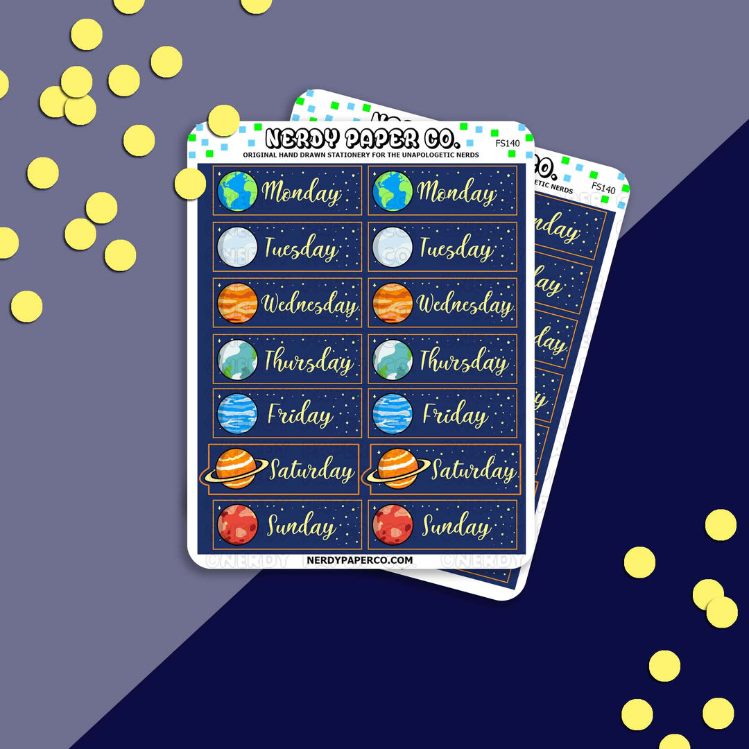 Planet Date Covers | Hand Drawn Planner Stickers - Deco - FS140