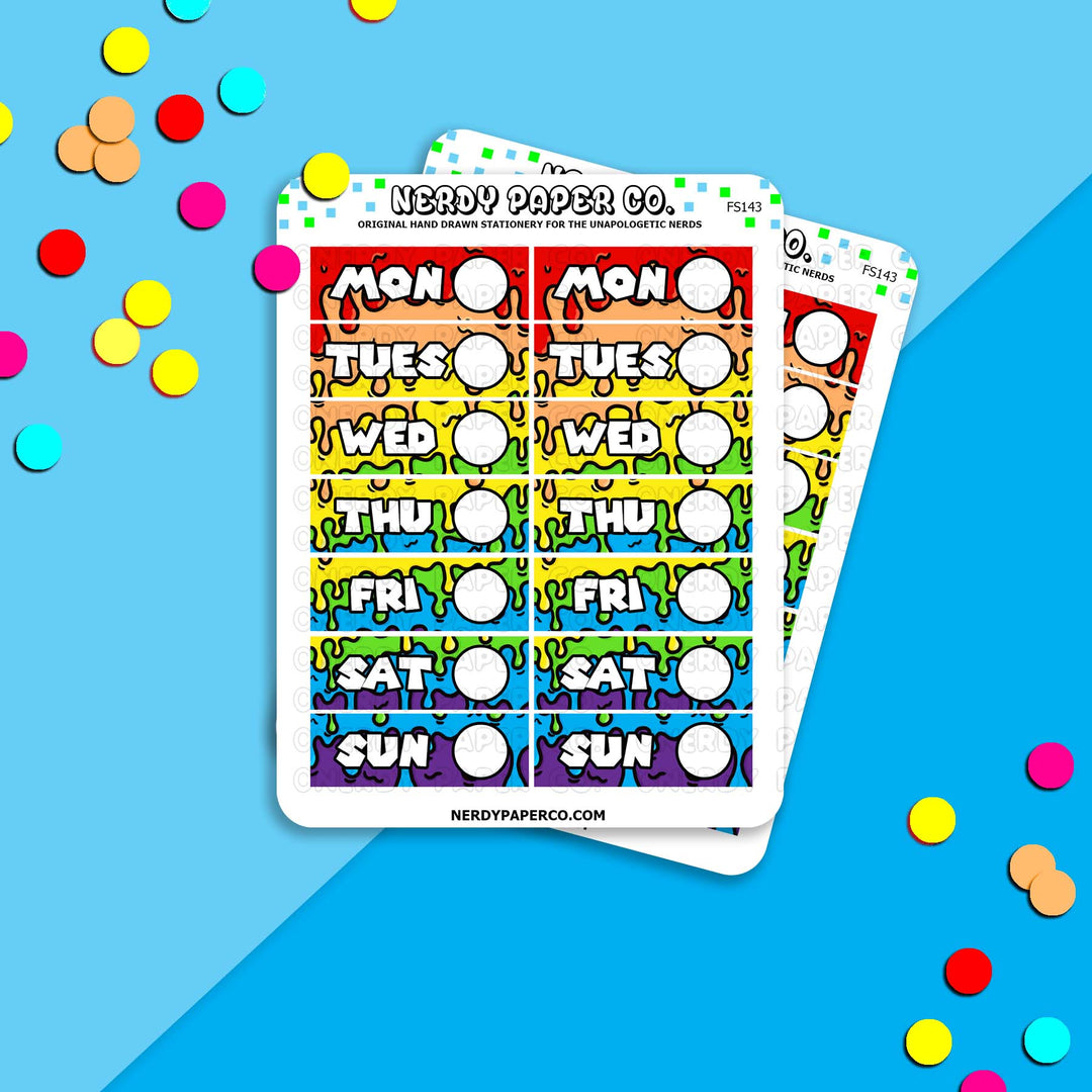 PRIDE PAINT | Weekly Date Covers - Hand Drawn Planner Stickers - FS143
