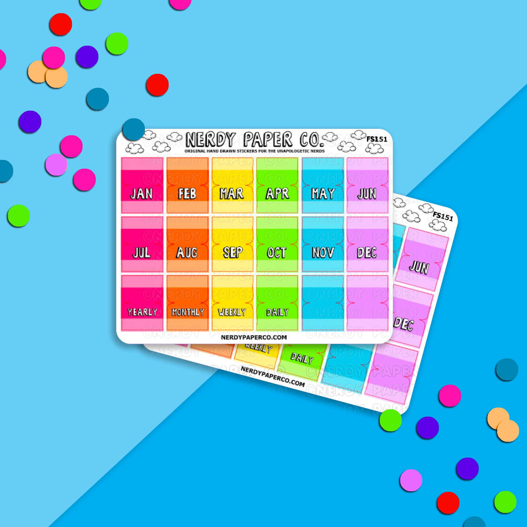 Rainbow Hobonichi Cousin Planner Tabs - FS151