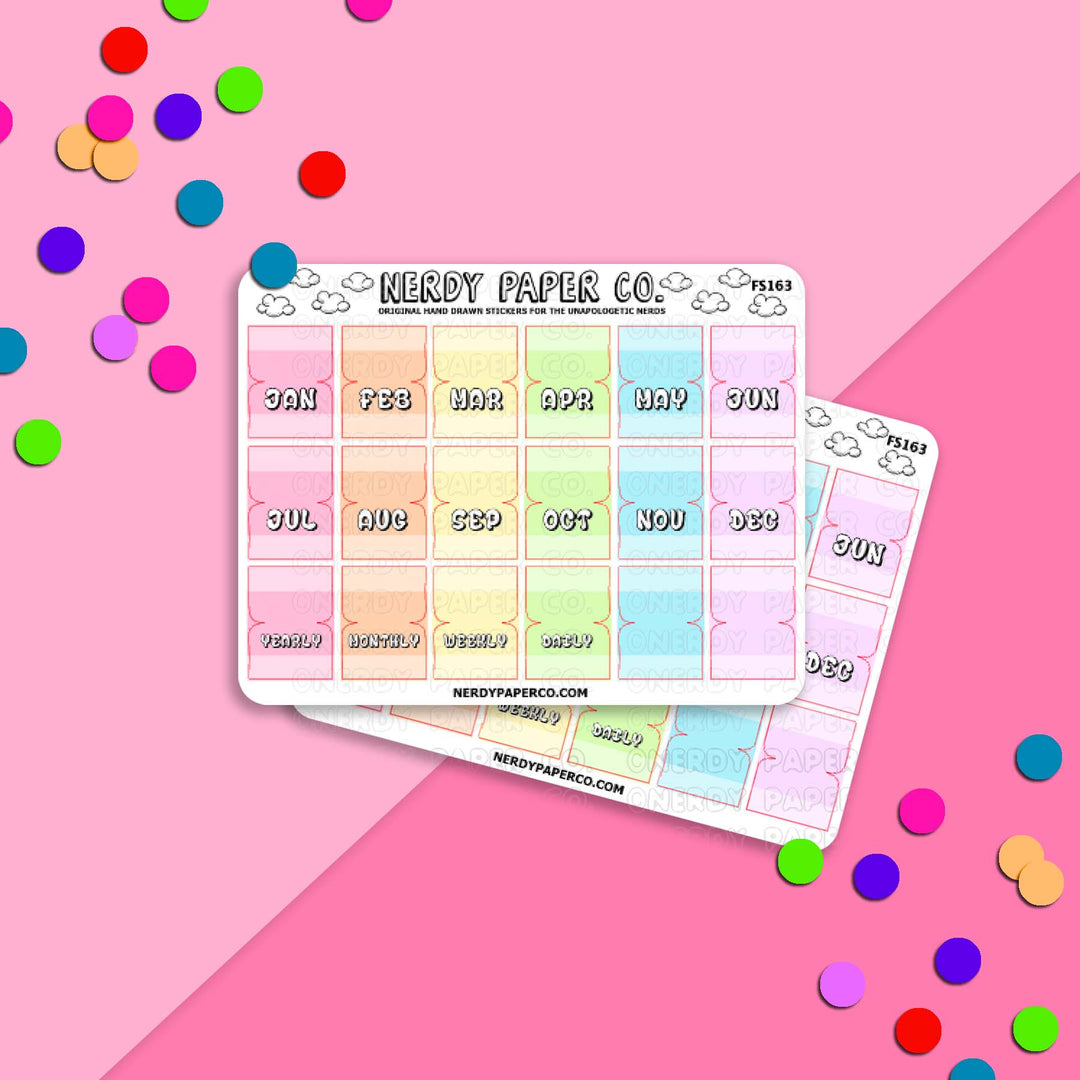 Pastel Rainbow Hobonichi Cousin Planner Tabs - FS153