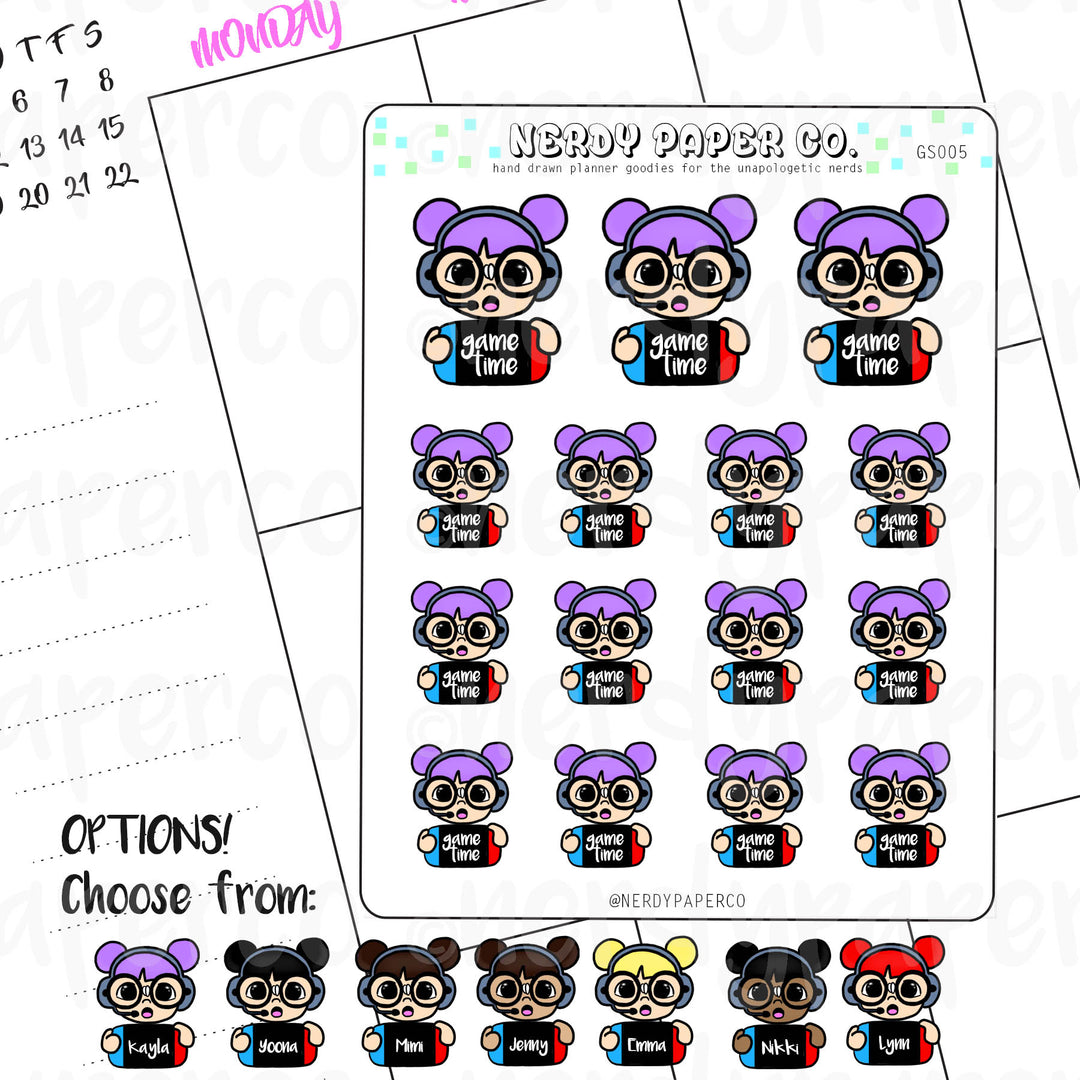 GAME TIME STICKER - GAMER / Planner Sticker / Hand drawn stickers | Gs005