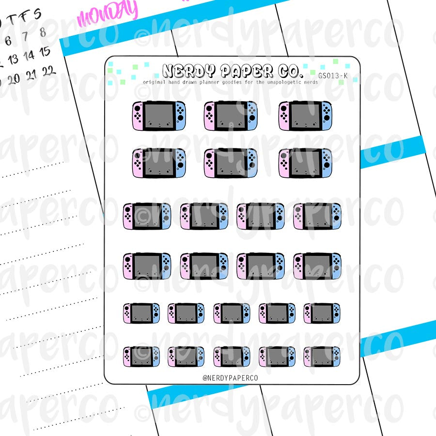 PASTEL KAWAII SWITCH - Hand Drawn Planner Stickers - GS013-K