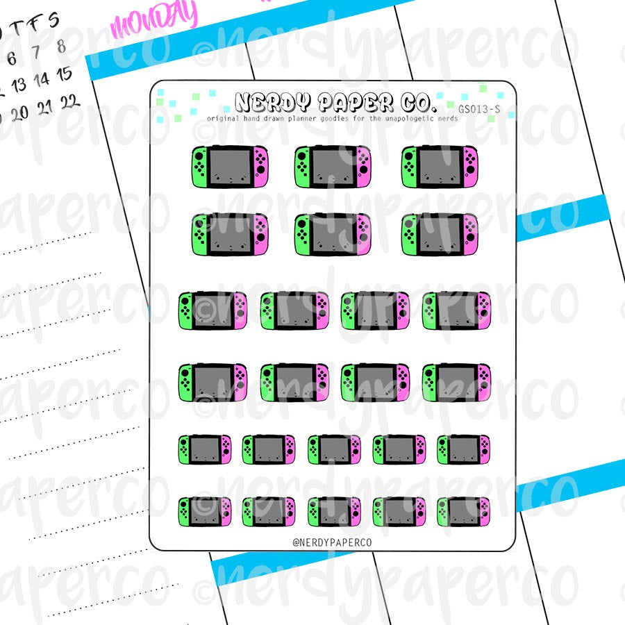 SPLAT KAWAII SWITCH - Hand Drawn Planner Stickers - GS013-S