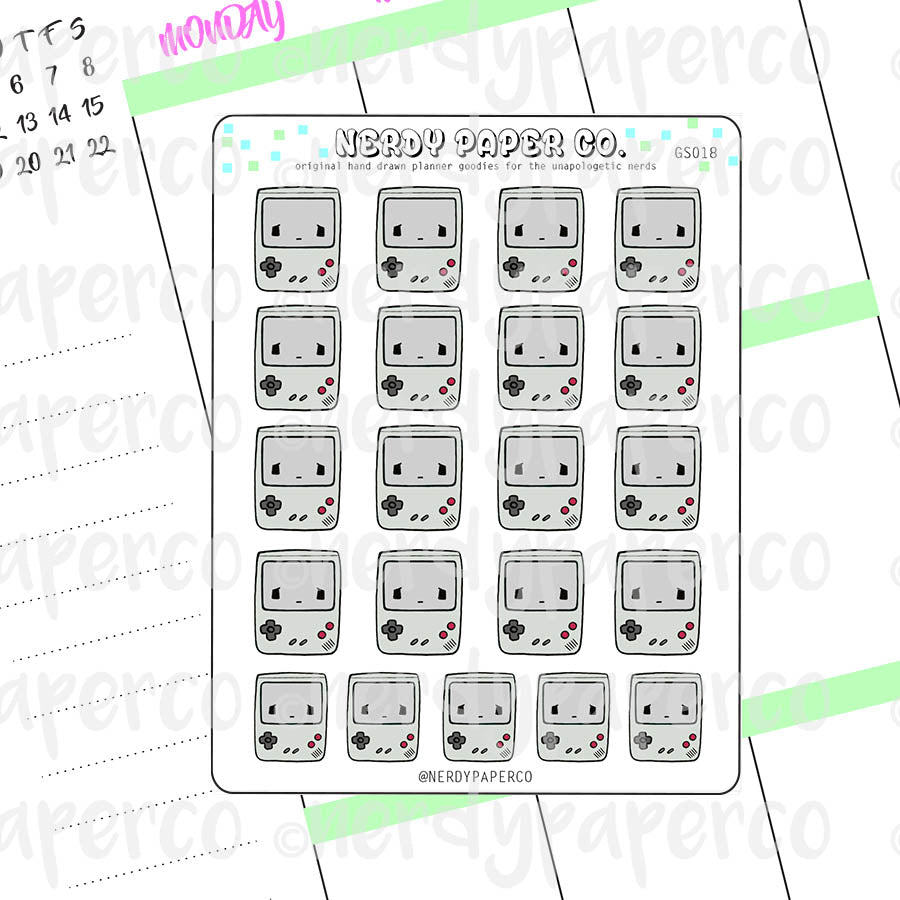 KAWAII GAMEBOY - Hand Drawn Planner Stickers - GS018