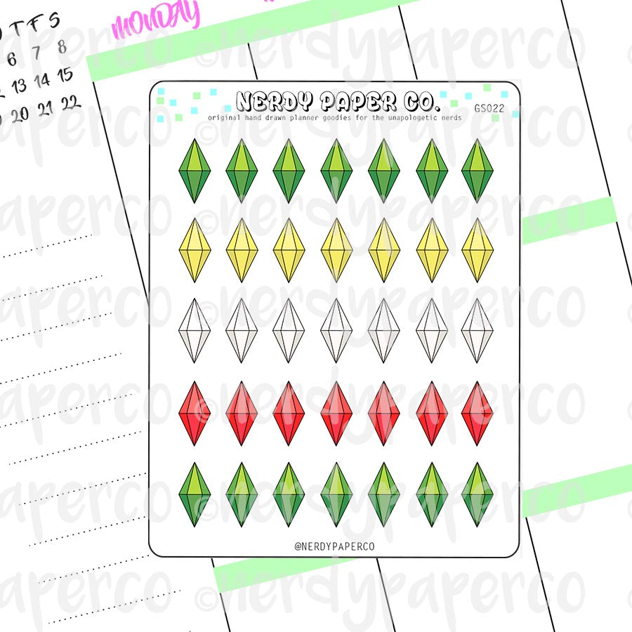 SIMS PLUMBOB STICKERS - Hand Drawn Planner Stickers- Deco- GS022
