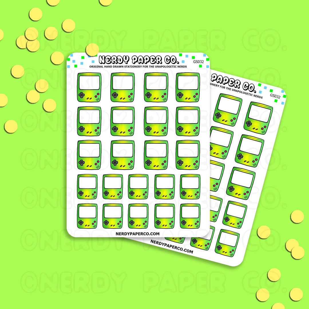 GREEN OMBRE GAMEBOY - Hand Drawn Planner Stickers - Deco -GS032